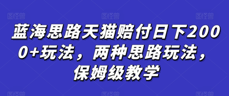 蓝海思路天猫赔付日下2000+玩法，两种思路玩法，保姆级教学【仅揭秘】-小伟资源网