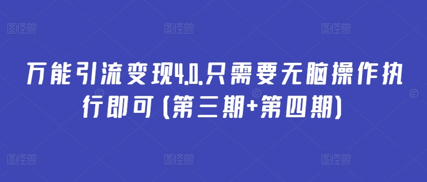 万能引流变现4.0.只需要无脑操作执行即可(第三期+第四期)-小伟资源网