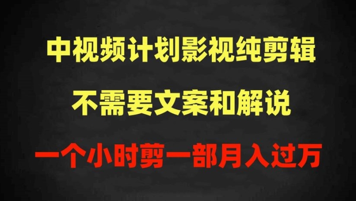 中视频计划影视纯剪辑，不需要文案和解说，一个小时剪一部，100%过原创月入过万【揭秘】-小伟资源网