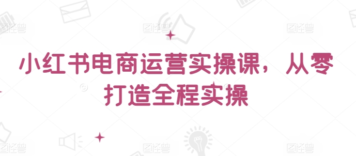 小红书电商运营实操课，​从零打造全程实操-小伟资源网