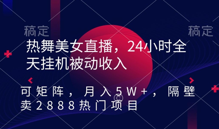 热舞美女直播，24小时全天挂机被动收入，可矩阵，月入5W+，隔壁卖2888热门项目【揭秘】-小伟资源网