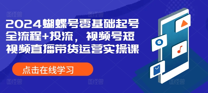 2024蝴蝶号零基础起号全流程+投流，视频号短视频直播带货运营实操课-小伟资源网