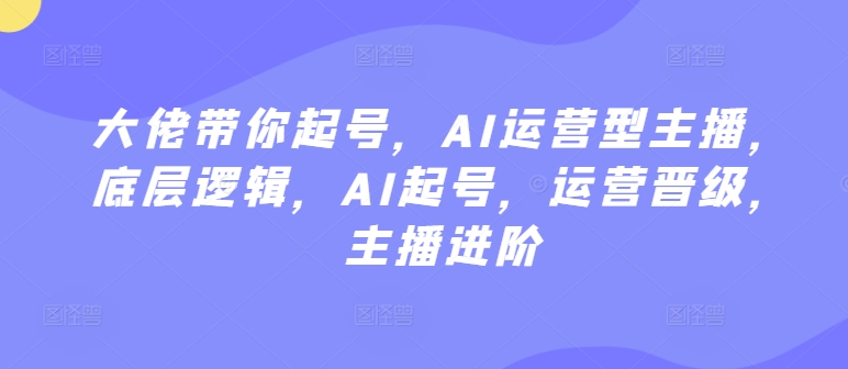 大佬带你起号，AI运营型主播，底层逻辑，AI起号，运营晋级，主播进阶-小伟资源网