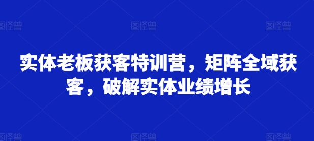 实体老板获客特训营，矩阵全域获客，破解实体业绩增长-小伟资源网