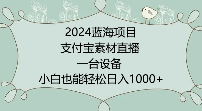 2024年蓝海项目，支付宝素材直播，无需出境，小白也能日入1000+ ，实操教程【揭秘】-小伟资源网