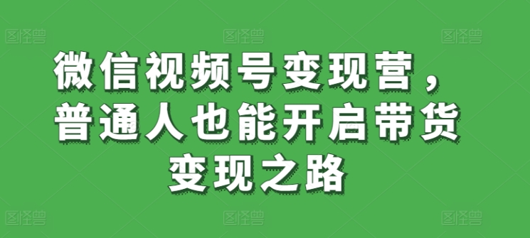 微信视频号变现营，普通人也能开启带货变现之路-小伟资源网