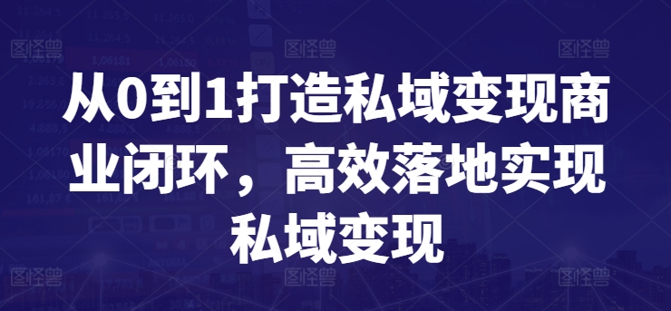 从0到1打造私域变现商业闭环，高效落地实现私域变现-小伟资源网