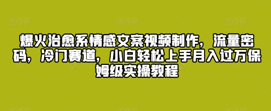 爆火治愈系情感文案视频制作，流量密码，冷门赛道，小白轻松上手月入过万保姆级实操教程【揭秘】-小伟资源网