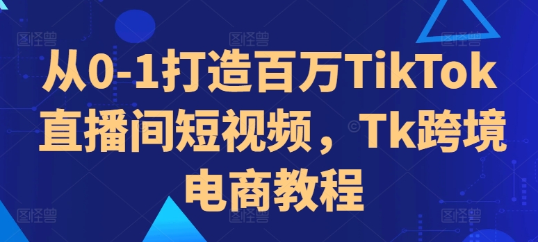 从0-1打造百万TikTok直播间短视频，Tk跨境电商教程-小伟资源网