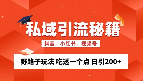 私域流量的精准化获客方法 野路子玩法 吃透一个点 日引200+ 【揭秘】-小伟资源网