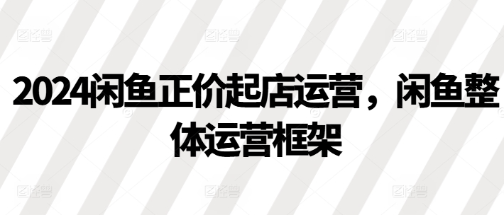 2024闲鱼正价起店运营，闲鱼整体运营框架-小伟资源网