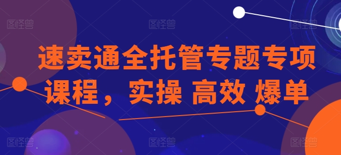 速卖通全托管专题专项课程，实操 高效 爆单-小伟资源网