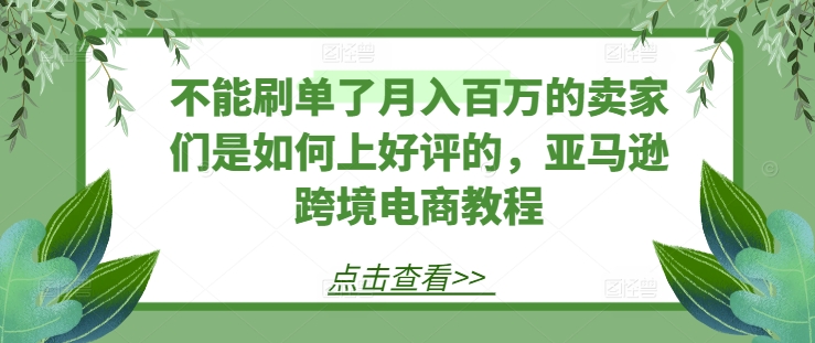 月入百万的卖家如何合法获取好评：亚马逊跨境电商成功秘籍解析-小伟资源网