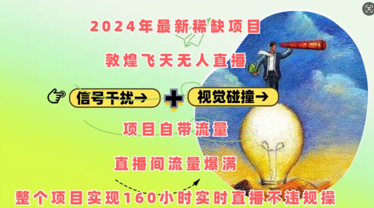 2024年最新稀缺项目敦煌飞天无人直播，项目自带流量，流量爆满，实现160小时实时直播不违规操-小伟资源网