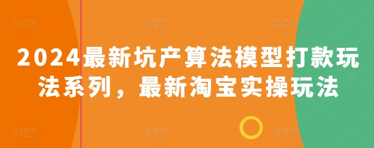 2024最新坑产算法模型打款玩法系列，最新淘宝实操玩法-小伟资源网