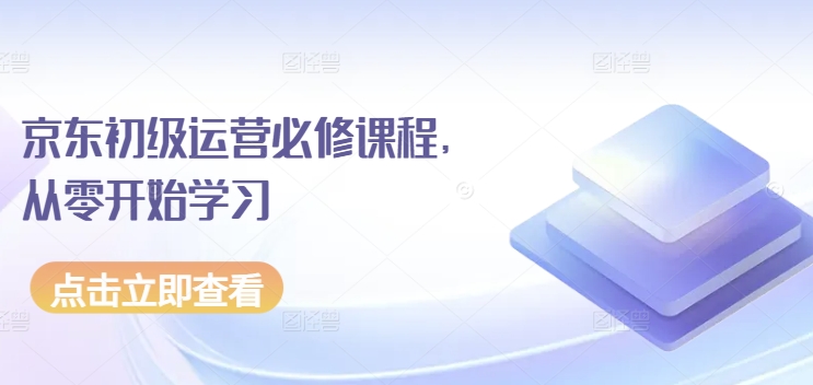 京东初级运营必修课程，从零开始学习-小伟资源网