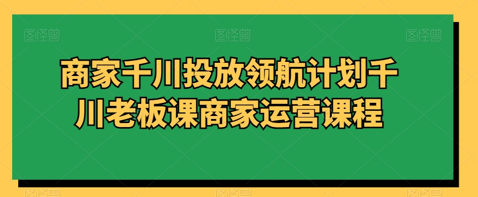 千川投放攻略：老板专属运营提升课程-小伟资源网