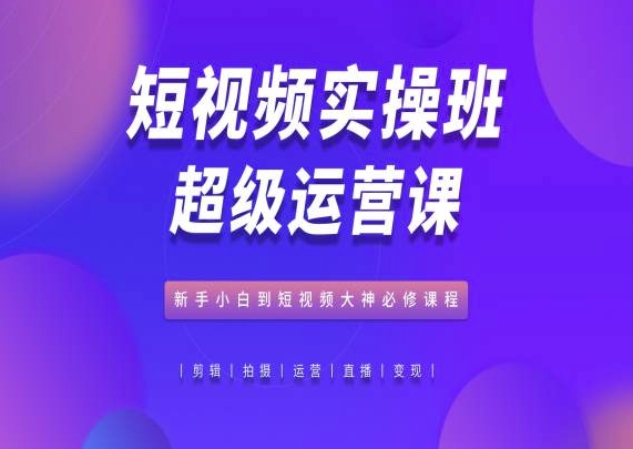 短视频实操班超级运营课，新手小白到短视频大神必修课程-小伟资源网