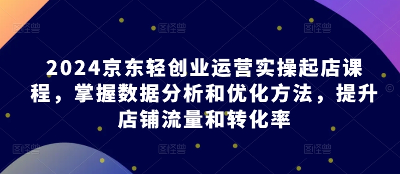 2024京东轻创业运营实操起店课程，掌握数据分析和优化方法，提升店铺流量和转化率-小伟资源网