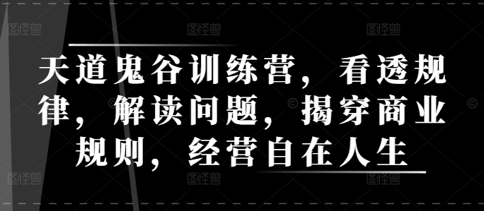 天道鬼谷训练营，看透规律，解读问题，揭穿商业规则，经营自在人生-小伟资源网