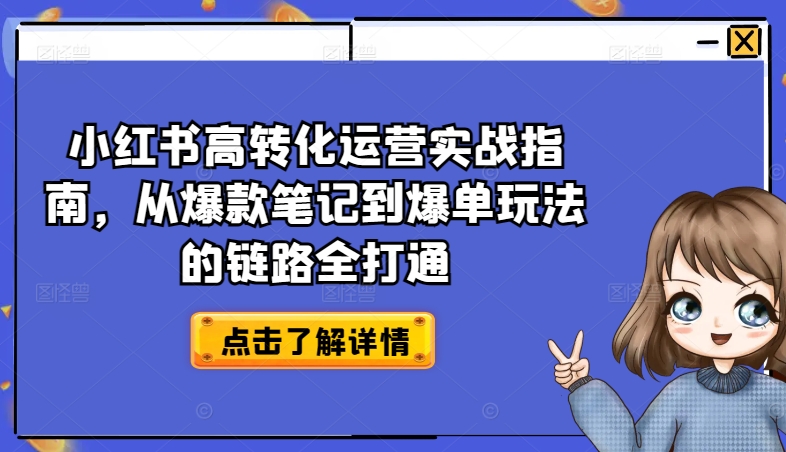 小红书高转化运营实战指南，从爆款笔记到爆单玩法的链路全打通-小伟资源网