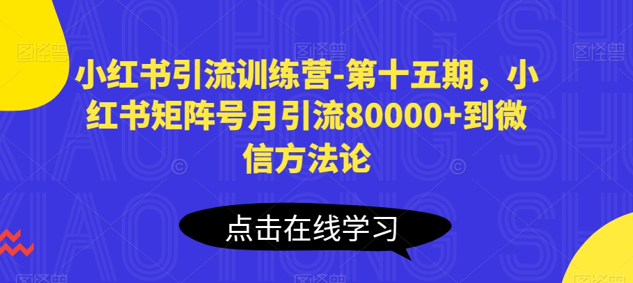 小红书引流训练营-第十五期，小红书矩阵号月引流80000+到微信方法论-小伟资源网