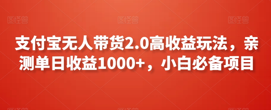 支付宝无人带货2.0高收益玩法，亲测单日收益1000+，小白必备项目【揭秘】-小伟资源网