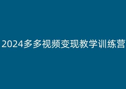 2024多多视频变现教学训练营，新手保姆级教程，适合新手小白-小伟资源网