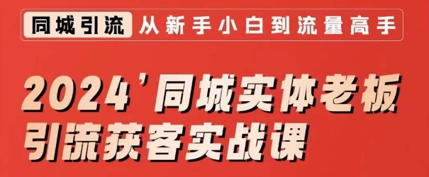 2024同城实体老板引流获客实战课，同城短视频·同城直播·实体店投放·问题答疑-小伟资源网