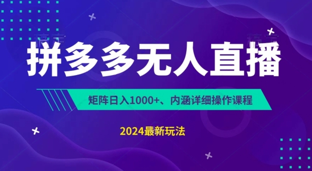 拼多多无人直播不封号，0投入，3天必起，无脑挂机，日入1k+【揭秘】-小伟资源网