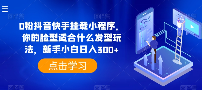 0粉抖音快手挂载小程序，你的脸型适合什么发型玩法，新手小白日入300+【揭秘】-小伟资源网