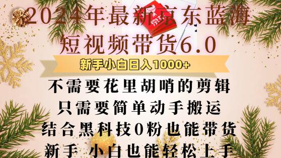 最新京东蓝海短视频带货6.0.不需要花里胡哨的剪辑只需要简单动手搬运结合黑科技0粉也能带货【揭秘】-小伟资源网