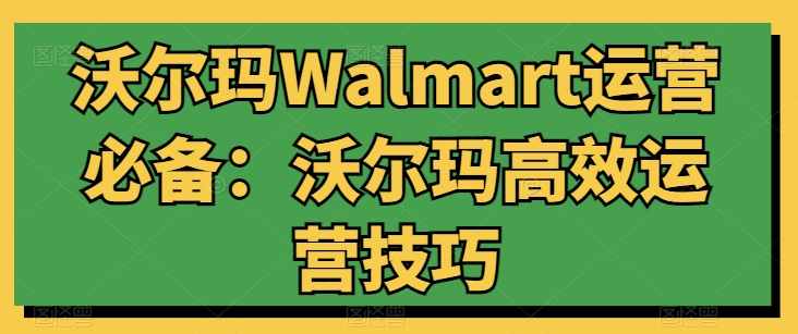 沃尔玛Walmart运营必备：沃尔玛高效运营技巧-小伟资源网