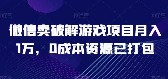 微信卖破解游戏项目月入1万，0成本资源已打包【揭秘】-小伟资源网