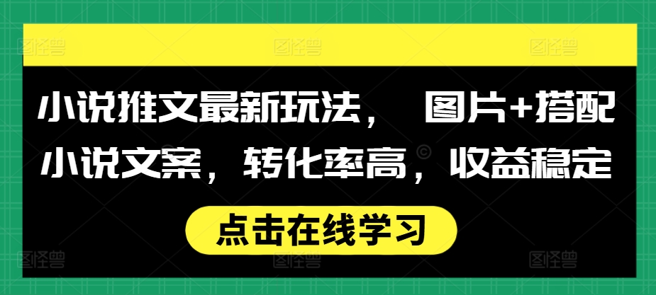 小说推文最新玩法， 图片+搭配小说文案，转化率高，收益稳定-小伟资源网