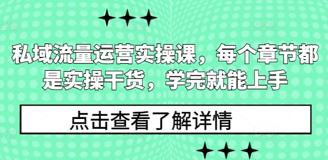 私域流量实操课：章节干货，速成上手指南-小伟资源网