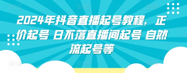 2024年抖音直播起号教程，正价起号 日不落直播间起号 自然流起号等-小伟资源网