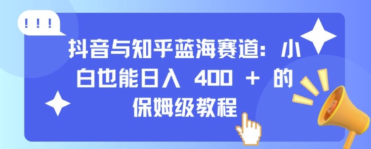 抖音与知乎蓝海赛道：小白也能日入 4张 的保姆级教程-小伟资源网