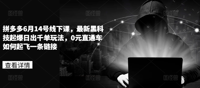 拼多多6月14日线下课程揭秘：黑科技助力千单玩法，0元直通车如何实现快速起飞-小伟资源网