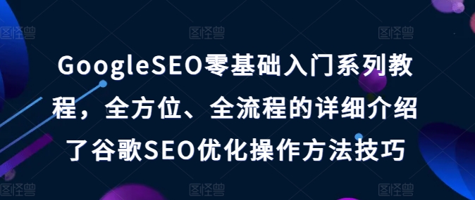 全面掌握谷歌SEO优化：零基础入门教程，详解操作方法与技巧-小伟资源网