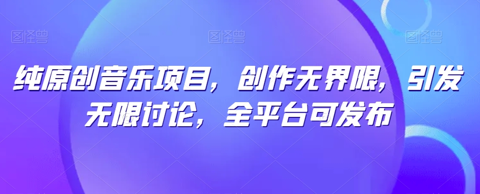 纯原创音乐项目，创作无界限，引发无限讨论，全平台可发布【揭秘】-小伟资源网