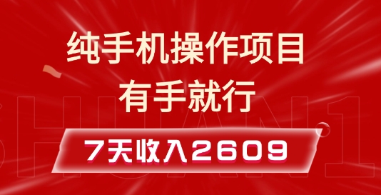 无需经验，轻松上手的手机项目，7天赚取2609元实操指南大揭秘！-小伟资源网