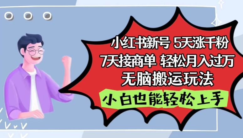 小红书影视泥巴追剧5天涨千粉，7天接商单，轻松月入过万，无脑搬运玩法【揭秘】-小伟资源网