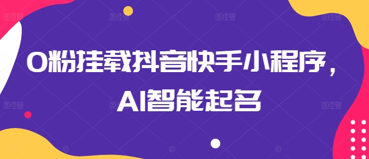 0粉挂载抖音快手小程序，AI智能起名-小伟资源网