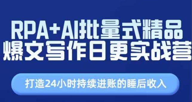 RPA 与 AI 助力，实战营打造持续进账睡后收入-小伟资源网