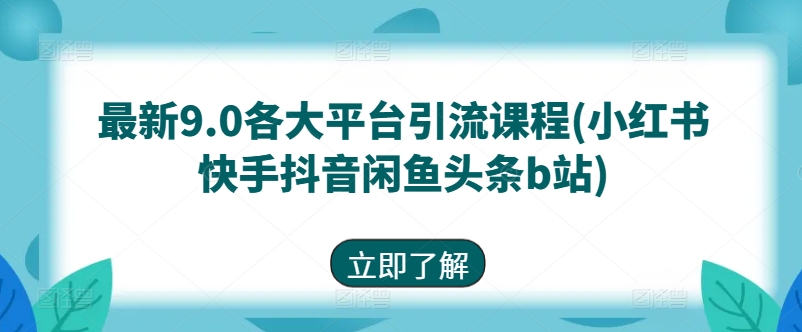 最新9.0各大平台引流课程(小红书快手抖音闲鱼头条b站)-小伟资源网