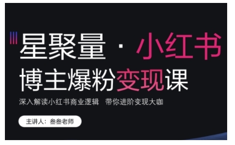 小红书博主爆粉变现课，深入解读小红书商业逻辑，带你进阶变现大咖-小伟资源网