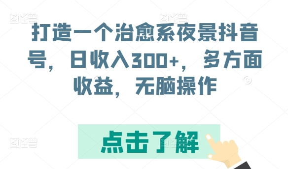 打造一个治愈系夜景抖音号，日收入300+，多方面收益，无脑操作【揭秘】-小伟资源网