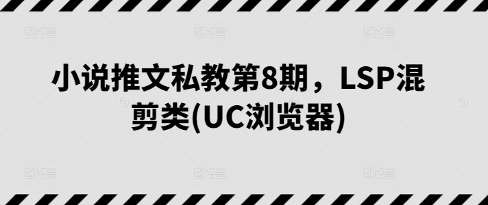 小说推文私教第8期，LSP混剪类(UC浏览器)-小伟资源网