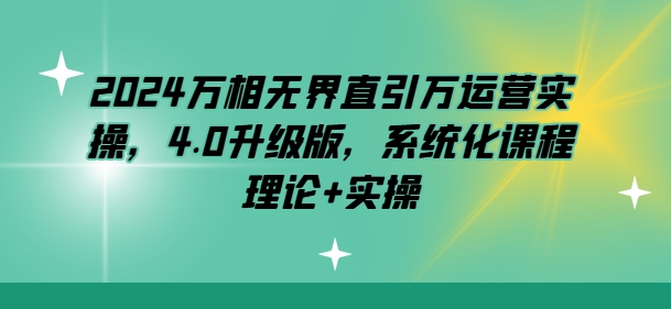 2024万相无界直引万运营实操，4.0升级版，系统化课程 理论+实操-小伟资源网